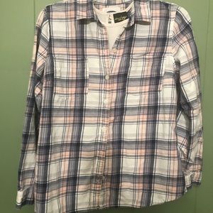 Pink and blue plaid flannel top